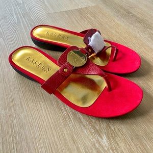 RALPH LAUREN RED THONG SANDALS